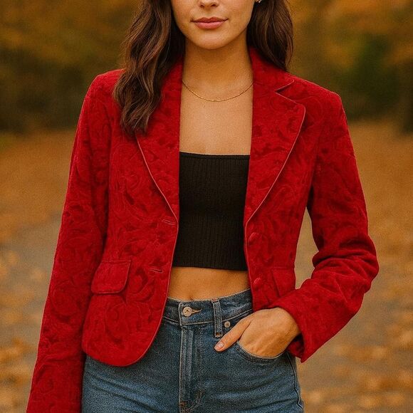 Vintage Y2K 2000s 90s red blazer retro cherry red Nine west Women's - Picture 1 of 7